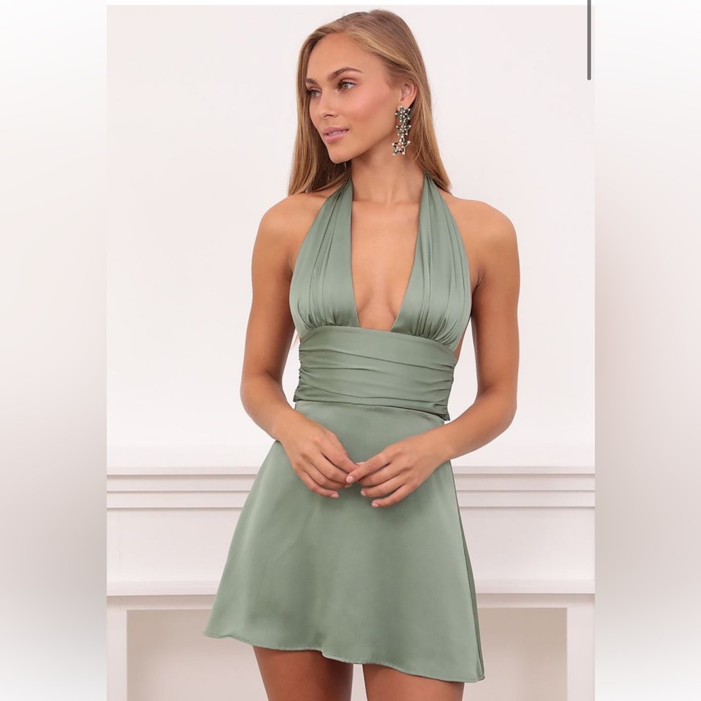 Satin Dress in Sage from Lucy in the Sky